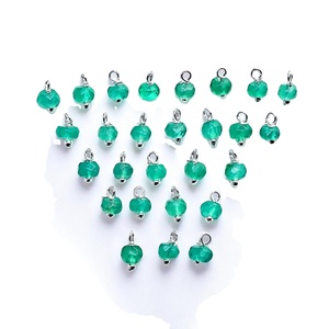 Green Onyx Faceted Tiny Charms 3-4mm 925 Sterling Silver Wire <b>Wrapped</b> Gemstone for Christian Bohemian Jewelry Making Wholesale - Product Image 1