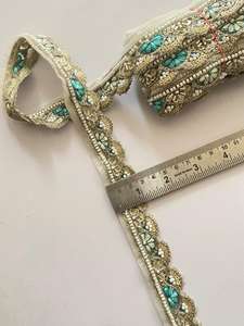 KUSHANG Bordure en dentelle Jalebi à fil métallique, broderie personnalisée, couleur sur mesure, motif écossais vintage, tissu doux, style indien pakistanais - Product Image 6