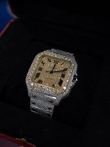 Reloj de Lujo para Hombre, con Diamantes Moissanite VVS de Alta Calidad, Acero Inoxidable, Cuadrado, Analógico, Movimiento Mecánico Automático ETA, Cristal de Zafiro - Product Image 3