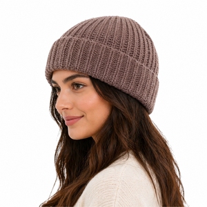 Unisex Knit Beanie Cap Solid Color Warm <b>Winter</b> <b>Hat</b> Hand Knitted Stretch Fit Casual Headwear for Adults Stretch Fit Cap - Product Image 2