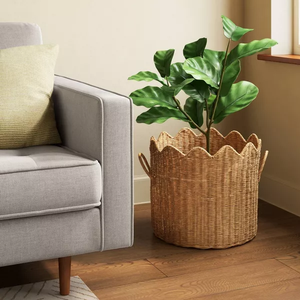 Meilleur prix, panier à plantes en rotin naturel, forme ronde haute, pot de fleurs durable, fournisseur en gros, décoration de jardin - Product Image 3