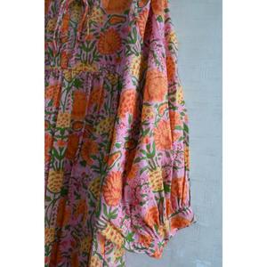 Vestido de Algodón con Estampado de Bloques para Mujer, Ropa de Verano Boho Hecha a Mano, Vestido Informal de Tela Natural Ligera y Transpirable - Product Image 2