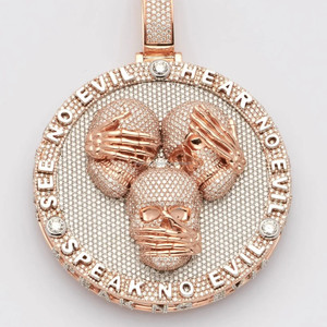 RB GEMS Colgante de Calavera de Tres Caras Personalizado, Oro Rosa, Moissanita VVS, Engaste de Bisel, Estilo Hip Hop, Certificado IGI, Para Hombres y Parejas, Fiesta - Product Image 3
