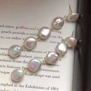 Aretes de Plata S925 con Perlas Redondas Naturales de Agua Dulce de 11-12 mm, Venta al por Mayor, Luz Intensa con Ligeras Imperfecciones, Juego Completo, Se Puede Usar Dos Veces - Product Image 4