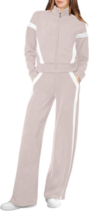 Conjuntos de Salón Blancos Albaricoque para Mujer 2025: Chándal de 2 Piezas, Sudadera y Pantalón de Chándal de Pierna Ancha, Conjunto a Juego - Product Image 4