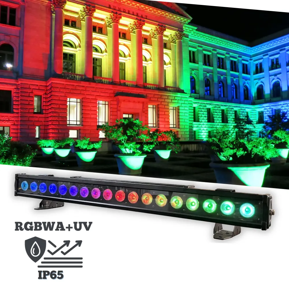 IP65 DMX 18x12w RGBWA+UV 6in1 LED Outdoor Building Wash Waterproof Wall Washer Light Stage Lights