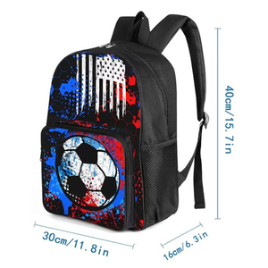 Kids Soccer 3D Printed School <b>Backpack</b> <b>Lightweight</b> Waterproof Boys Sports Bookbag Multi-Design Custom Logo Wholesale - Product Image 4