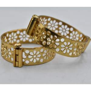 Brazalete indio de moda, hecho a mano, de diseño, chapado en oro, estilo occidental, abrible, para niñas y mujeres. - Product Image 1