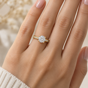 Anillo Solitario Catedral de 2.75 CTS con Diamante Cultivado en Laboratorio Clásico, Piedra Lateral Graduada, Anillo de Compromiso y Boda de Oro, Joyería Personalizada OEM - Product Image 3