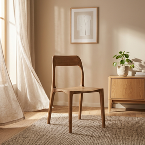 Chaise de salle à manger moderne Milloo en teck massif écologique de qualité supérieure avec un design minimaliste sans couture pour le mobilier de salon - Product Image 4