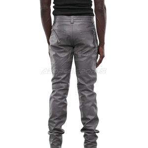 Contemporary Men Leather Pants Straight Fit Lightweight Dark Eco-Friendly Quick Dry Comfortable Durable Stylish Everyday Casual - Product Image 2