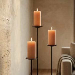 Iron <b>Tea</b> <b>Light</b> <b>Holder</b> Set of 3 Tall Black Metal Eco-friendly Handmade Floor <b>Holders</b> for Home Decoration Nordic Style - Product Image 6