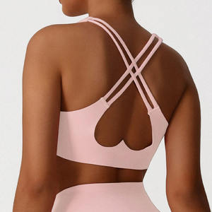 Adjustable Strap Crisscross Simple Front Women's High for Padded Sports Bra Yoga Gym Activewear Breathable Fitness Wholesale - Product Image 2