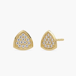 Pendientes de Diamante Cultivado en Laboratorio, Diseño Triangular, Oro Amarillo de 14K, Pavé, Diseño Geométrico Pequeño, Certificado IGI, Elegantes y Minimalistas, para Compromiso - Product Image 3