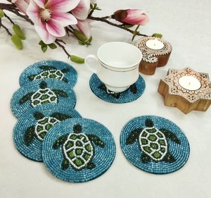 Handmade Premium Seed <b>Bead</b> Embroidered <b>Coaster</b> Set Wholesale Table Protection Mats For Dining And Coffee Tables Decoration - Product Image 3