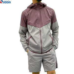 BOBBIN INDUSTRIES Conjuntos Deportivos Hip Hop con Logotipo Personalizado para Hombre, Chaqueta Cortavientos, Pantalones Cortos, Conjunto Deportivo con Bloques de Color Personalizados, Transpirable - Product Image 3