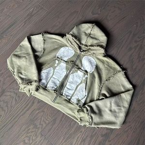 Sudadera con capucha para hombre, personalizada OEM, de invierno, de forro polar modal, con cremallera, lavada al ácido, desgastada, corta, con forro, ecológica - Product Image 2
