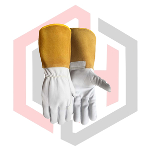 Guantes de Soldadura TIG de Piel de Cabra con Puño Amarillo, Puño Tejido, Resistentes al Calor y al Desgarro, Alta Calidad, para Trabajo Diario y Seguridad contra Incendios - Product Image 2