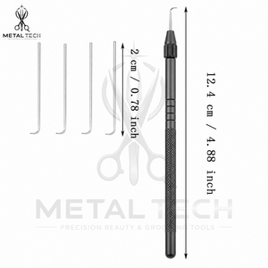 Porte-aiguilles ventilé en aluminium noir mat avec poignée moletée antidérapante et micro-crochet de verrouillage pour la confection de perruques en dentelle et les outils d'artisanat - Product Image 6