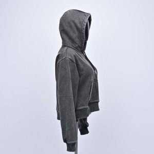 Sudadera con Capucha para Mujer, de Alta Calidad, con Bolsillo Tipo Canguro, Logotipo Personalizado, 100% Algodón, Estilo Urbano, Lavado Ácido - Product Image 6