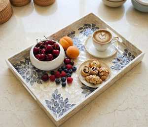 Exotic Vision Bandeja de Servir con Incrustaciones de Madreperla, Plato Decorativo Hecho a Mano para Decoración Global y Almacenamiento - Product Image 1