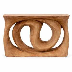 Mesa Consola Única de Madera Natural de Suar con Forma Orgánica Retorcida, Artesanía en Madera de Alta Calidad, Moderna para Entrada, Hotel, Sala de Estar - Product Image 4