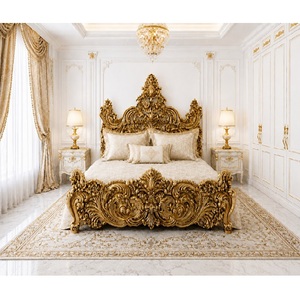 Majestic High End Carved Bed with <b>Side</b> <b>Table</b> Buy Antique Style Bedroom Furniture Premium Golden Carved King Size Bedroom <b>Sets</b> - Product Image 1