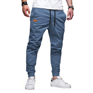 Pantalones Jogger Cargo Azules para Hombre, Pantalones Casuales Ligeros con Bolsillos Laterales y Dobladillo Elástico - Product Image 1