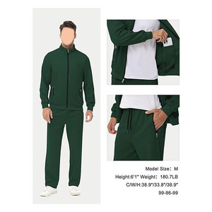 Men's Solid <b>Tracksuits</b> 2-Piece Outfits Full-Zip Sports Sweatsuit Windproof Lightweight Jogging Suit Comfortable Casual - Product Image 3