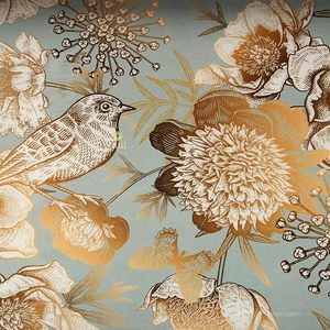 Plateau de service rectangulaire décoratif de luxe en bois poli plaqué or, motif floral et oiseaux, pour la décoration intérieure, les mariages et la vie quotidienne - Product Image 4