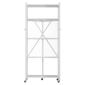 Estante de almacenamiento plegable de metal blanco de 5 niveles con ruedas Estanterías portátiles - Product Image 1