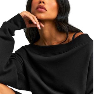 Sudadera Holgada de Cuello Ancho para Mujer, Manga Larga, Tejido Suave, Estilo Casual, Deportivo y de Moda - Product Image 5