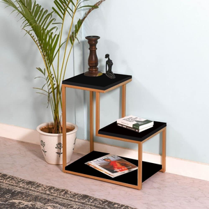 Durable 3-Tier Coffee <b>Table</b> Modern Design Movable Eco-Friendly <b>Storage</b> Shelf Sturdy Iron Frame Wood Top Ladder-Shaped <b>Table</b> - Product Image 5