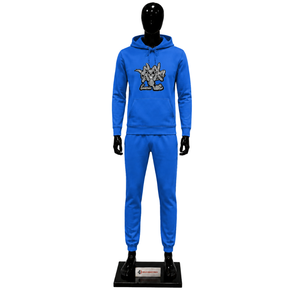 Survêtement bleu à capuche avec imprimé de personnage, tenue décontractée longue pour adultes, saison automne, 100 % coton, design respirant, en promotion - Product Image 1