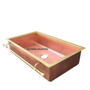 Fregadero de Cobre Hecho a Mano Estilo Americano, Rectangular, para Isla de Cocina, Instalación en Pared, para Decoración del Hogar - Product Image 1