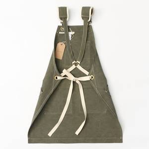 Delantal de barman estilo vintage de lona con logotipo personalizado, correas de cuero ajustables, uniforme de trabajo de lona resistente para cervecería, bodega, bar. - Product Image 2