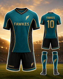 Ensemble de maillot de football pour homme Fawkes, orange marine, col en V, manches courtes, évacuation de l'humidité, impression numérique, respirant, nom d'équipe personnalisé, adulte - Product Image 5