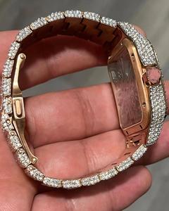 Montre de luxe mécanique style hip-hop avec cristal saphir, cadran carré 20 mm, logo personnalisable, moissanite, montre de soirée tendance pour rappeur - Product Image 3