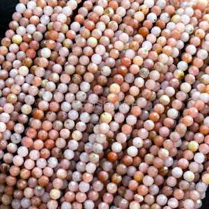 Cuentas redondas microfacetadas de ópalo rosa natural de 2 mm, cuentas de piedras preciosas sueltas con corte de diamante, cuentas de ópalo rosa para la fabricación de joyería al por mayor. - Product Image 5