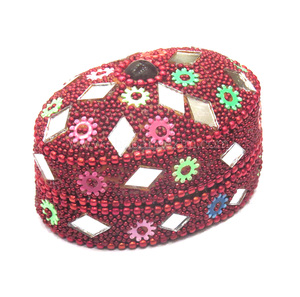 Tuyệt Vời Handmade Lạc Long Lanh Ấn Độ Đính Hộp Vuông Đính Cườm Gương Làm Việc Tổ Chức Sang Trọng Xách Tay Hộp Đồ Trang Sức - Product Image 3