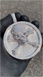 Colgante de Moissanita Hip Hop con Calavera 3D, Collar con Medalla Redonda, Plata 925, Colgante de Moissanita Personalizado - Product Image 6