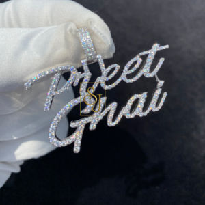 Colgante de Oro Sólido de 10K con Letra Inicial Cursiva, Collar Personalizado con Dijes de Diamantes Moissanita, Regalo Unisex Personalizado - Product Image 3