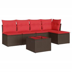 Juego de sofás de patio de ratán sintético marrón de 6 piezas con cojines, muebles duraderos para exteriores - Product Image 2