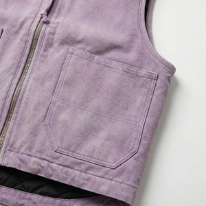 Lavender Purple Quilted Utility Vest | Zip Up Sleeveless Work Jacket | <b>Padded</b> Multi Pocket Vest | Custom OEM Manufacturer - Product Image 4