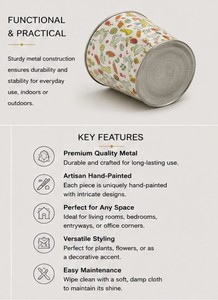 Pot de fleurs vintage en métal écologique avec revêtement en poudre, design moderne pour une utilisation en intérieur et en extérieur avec jardinière - Product Image 5