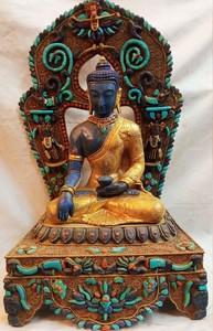 Estatua de Buda Shakyamuni de Lapislázuli de 8 Pulgadas Hecha a Mano en Nepal, Arte Religioso Coleccionable - Product Image 2