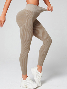 Leggings de yoga sin costuras de cintura alta para mujer, control de abdomen, elastano/nailon, pantalones de gimnasio, efecto fruncido en glúteos, personalizados para fitness - Product Image 6