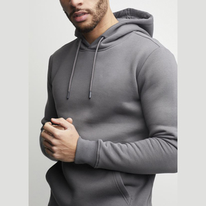 Sudadera con Capucha Gris para Hombre, Color Sólido, Corte Casual, para Otoño, Transpirable, Corte Regular, Bolsillos Laterales, 100% Algodón - Product Image 6
