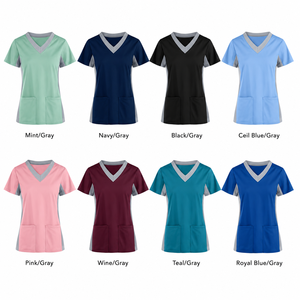 Tenues chirurgicales HZMNOI unisexes à manches courtes en denim, uniforme de travail hospitalier, blouse d'isolement en Spandex/Polyester, fabriqué en Chine - Product Image 4