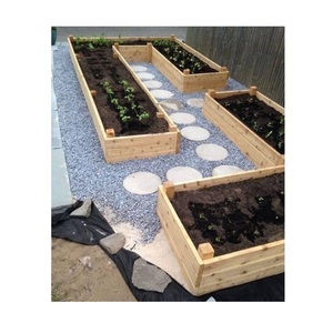 Weather Wooden Raised Garden Bed Kit With Easy Assembly Cedar Outdoor <b>Planter</b> Box For Organic Vegetables Flowers Design Back - Product Image 2